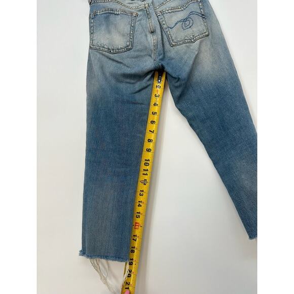 R13 Jenny Mid Rise Skinny Jean Shiloh Distress Uneven Raw Hem - Picture 5 of 8